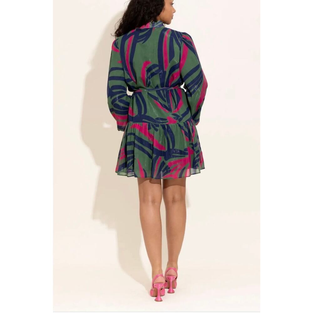 Alden Adair Adele Dress L Ribbon Green Pink Mini NWT - Picture 2 of 16